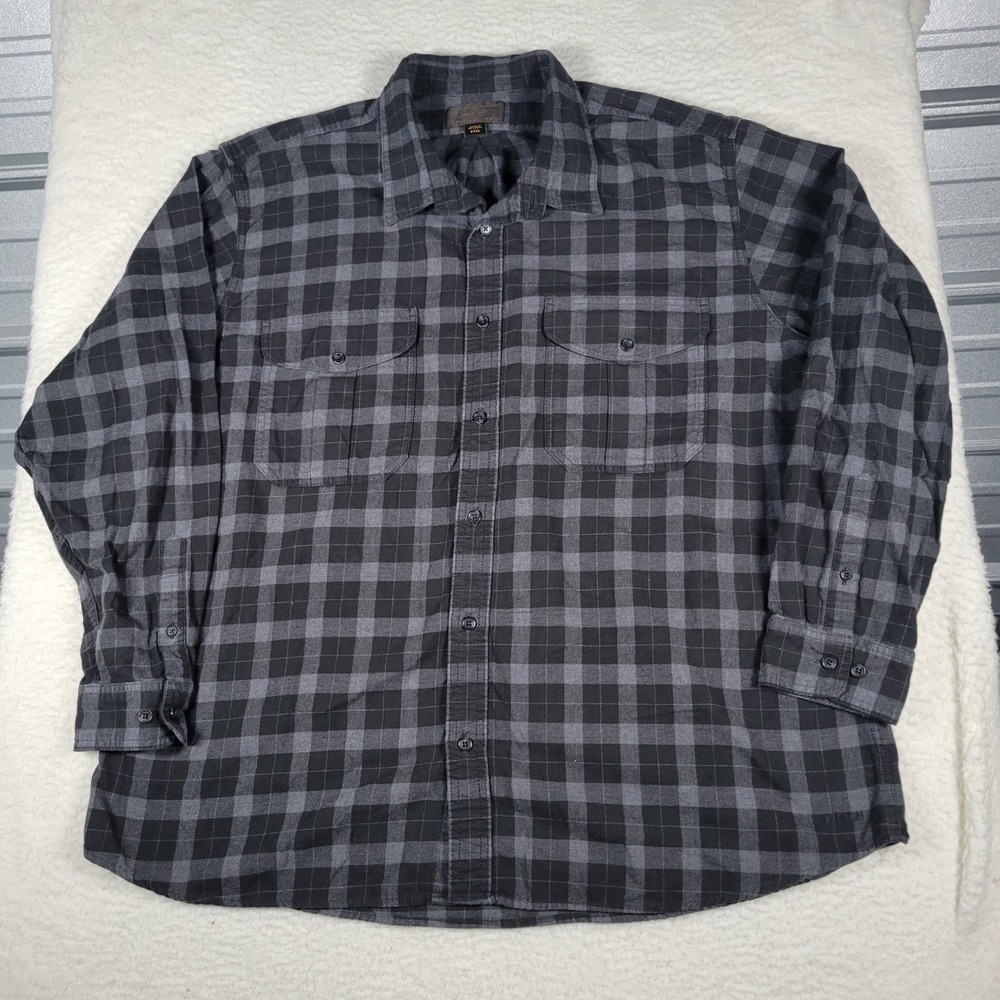 Filson Northwest Camp Shirt Mens XXXL Black Grey Plaid Cotton Button Up 11010743